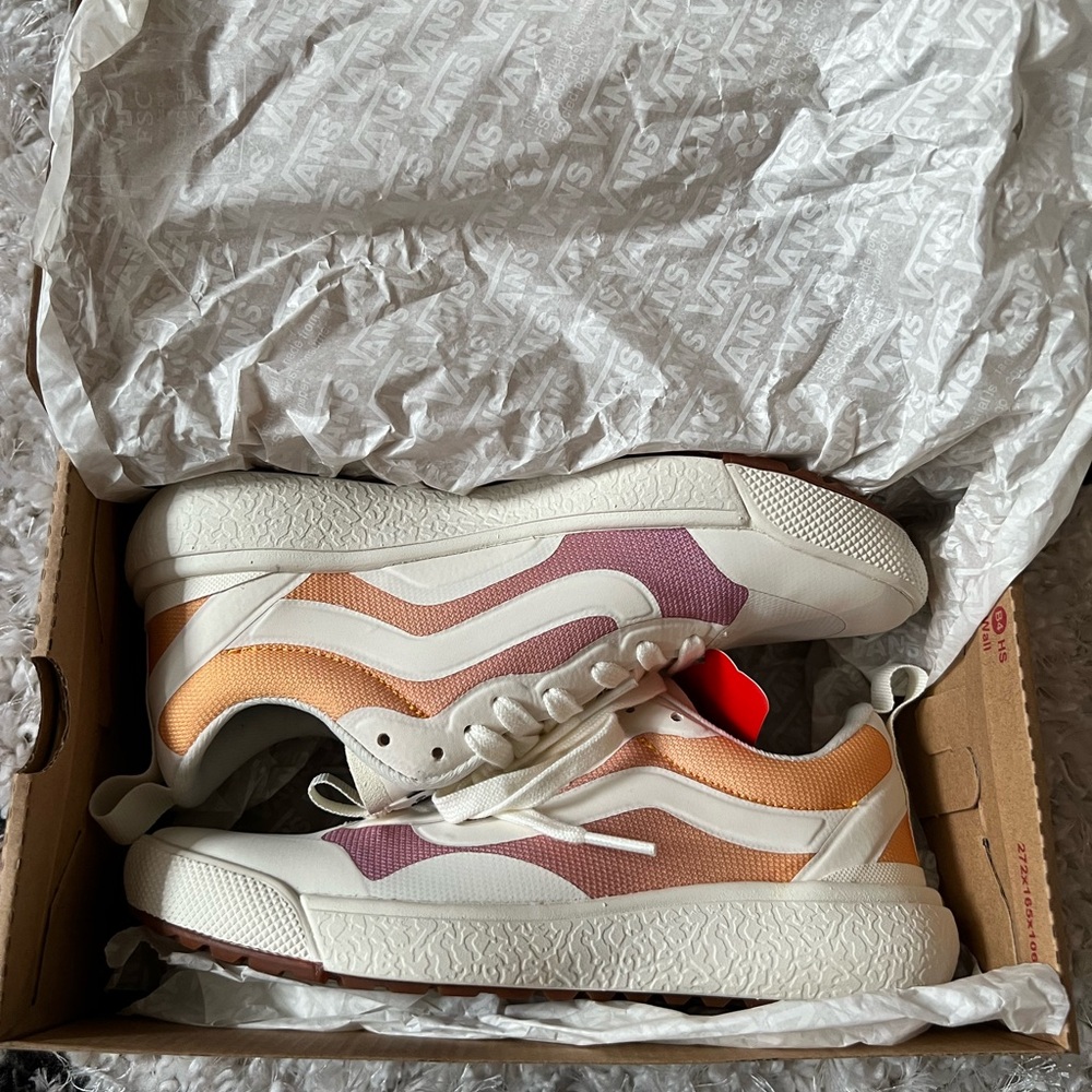 Vans White and Pink-Orange Sneakers